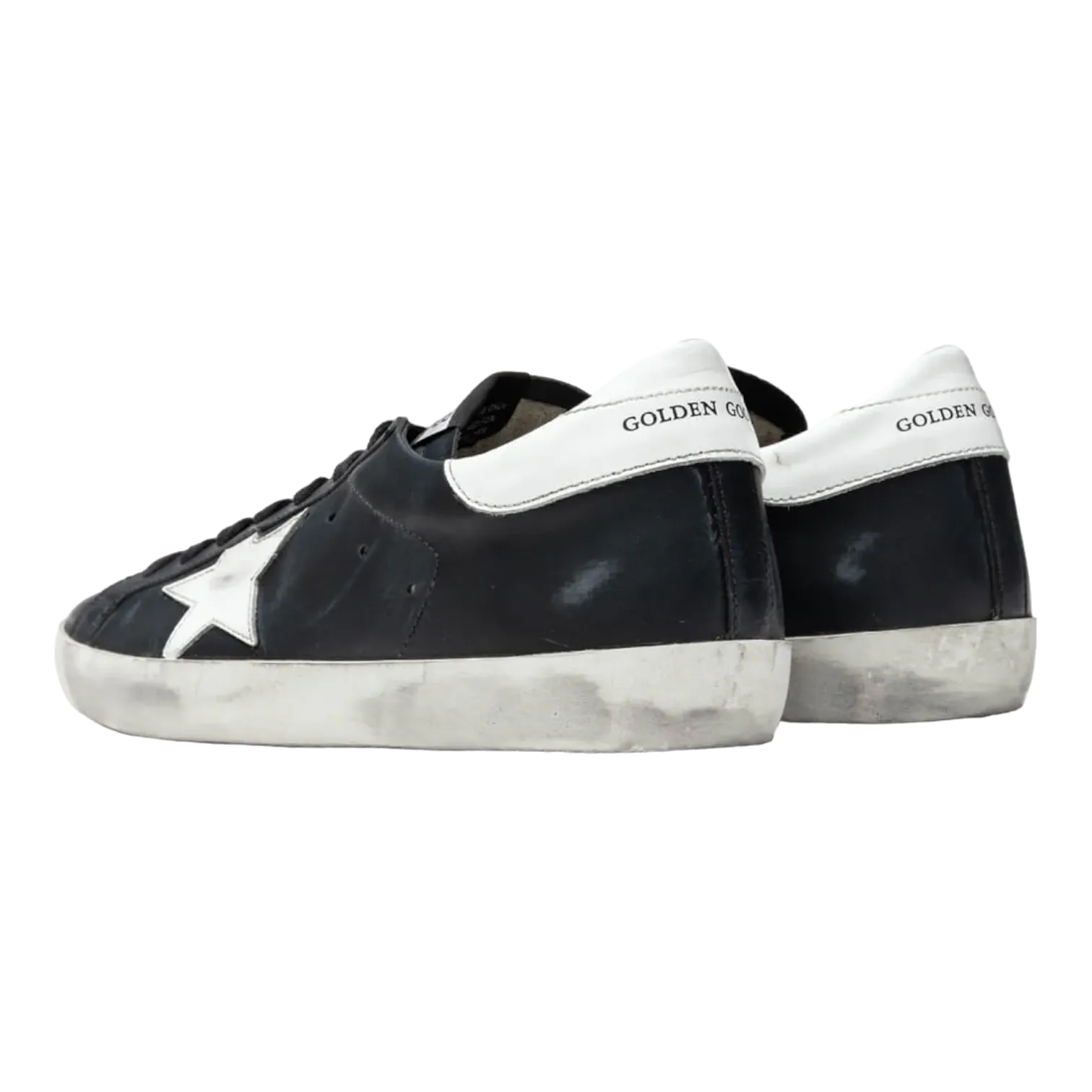 GOLDEN GOOSE SUPERSTAR BLACK LEATHER WHITE STAR MEN GMF00101.F000321.80203