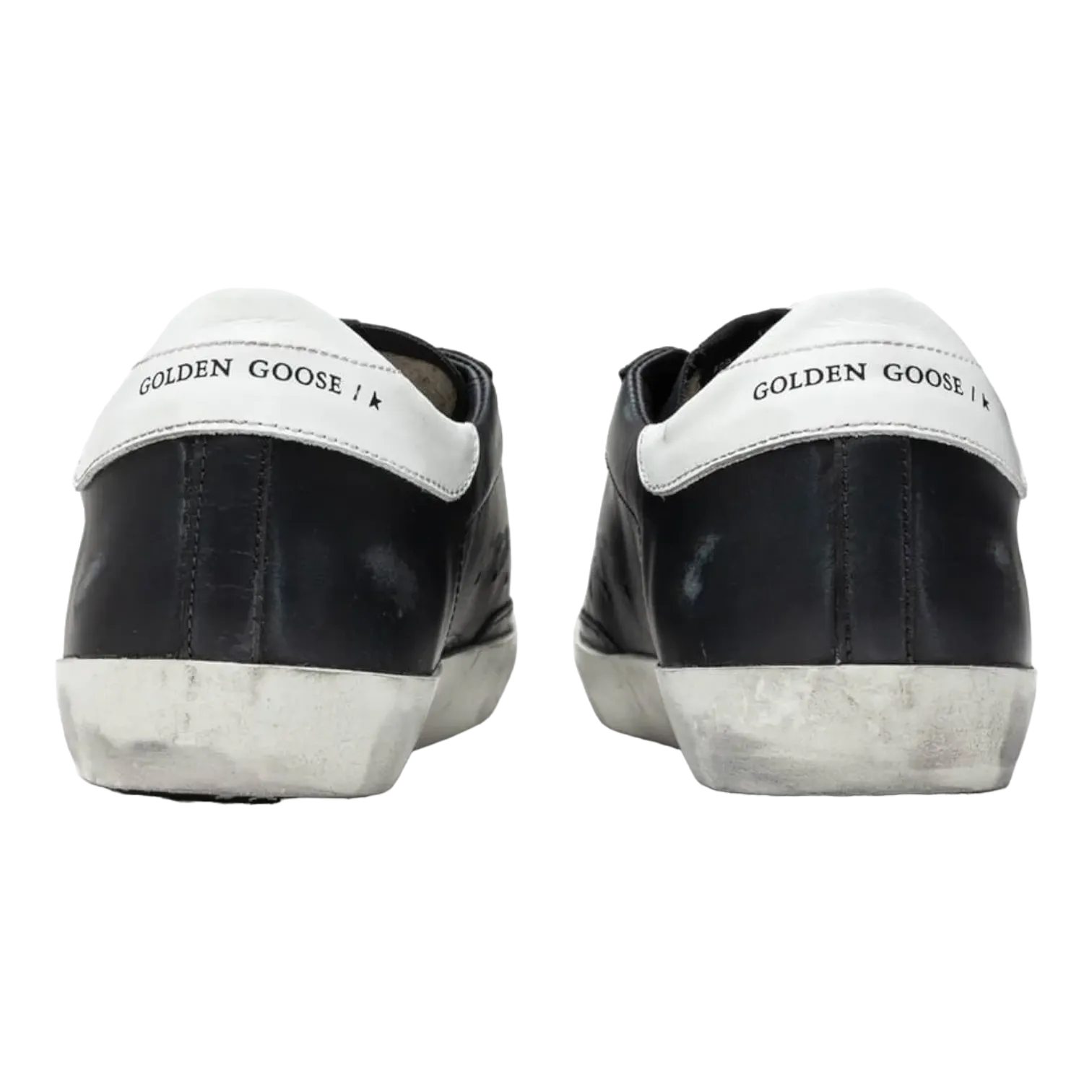 GOLDEN GOOSE SUPERSTAR BLACK LEATHER WHITE STAR MEN GMF00101.F000321.80203