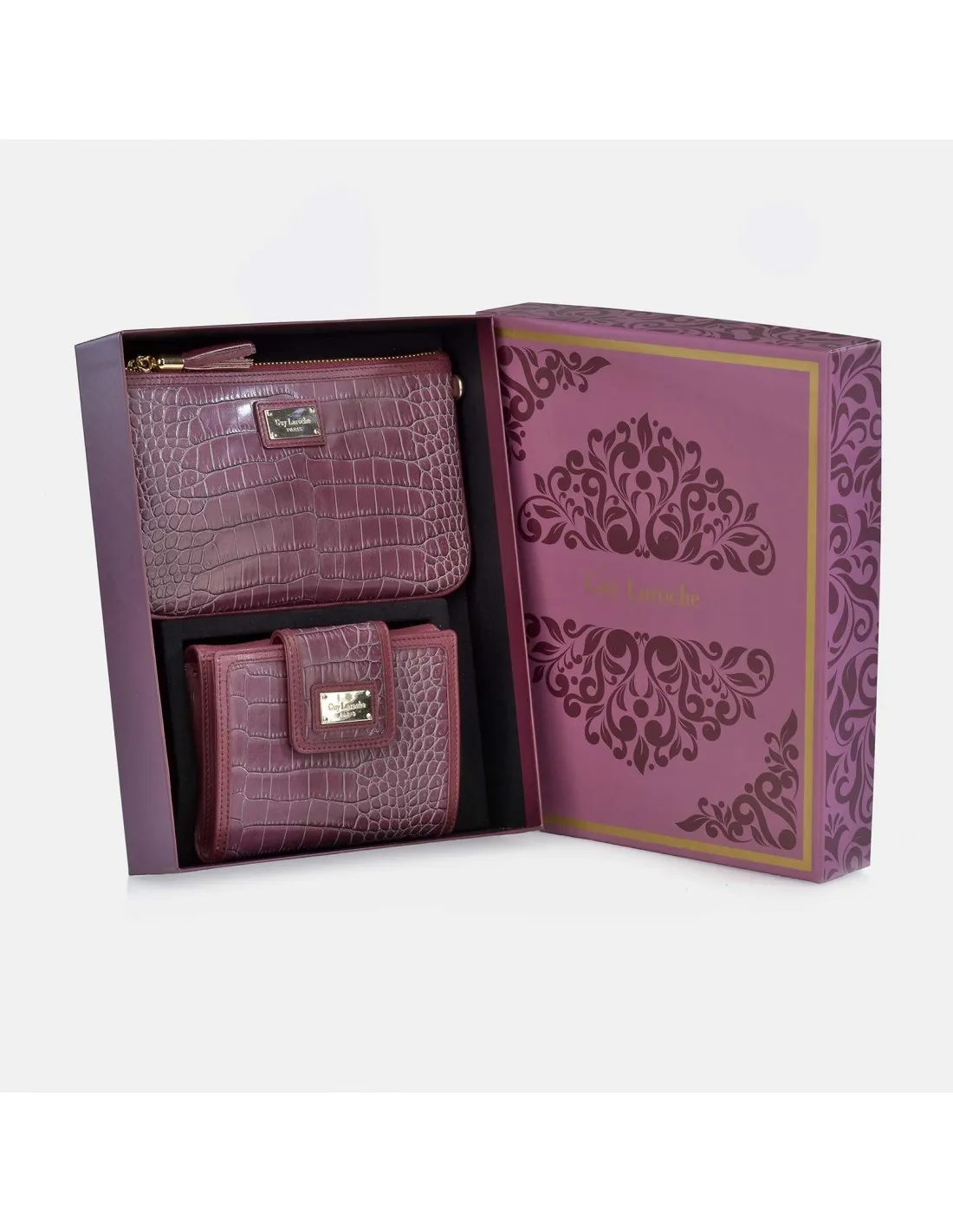 GUY LAROCHE Monedero billetero y bolso de mano para mujer en símil piel con estuche de regalo