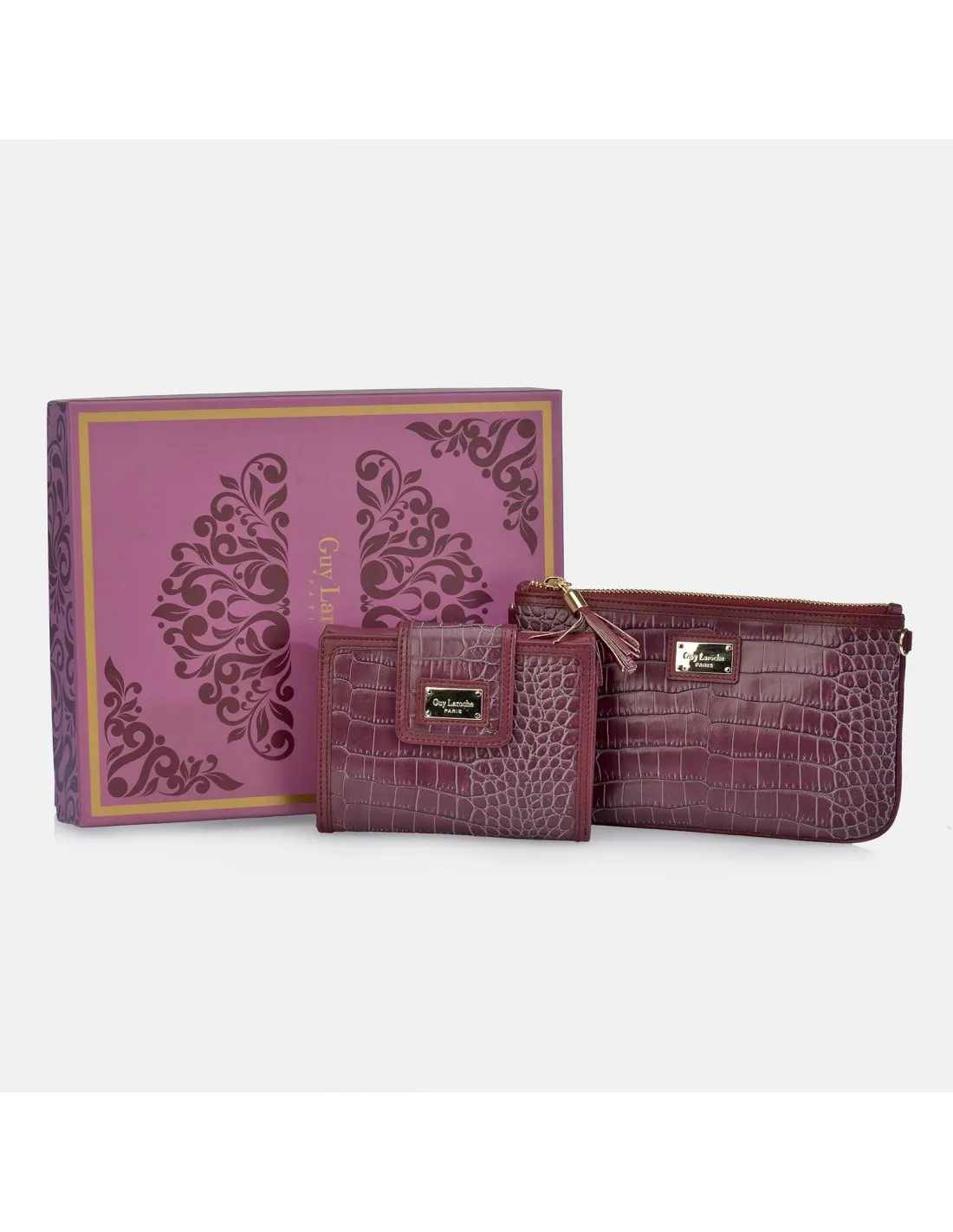 GUY LAROCHE Monedero billetero y bolso de mano para mujer en símil piel con estuche de regalo