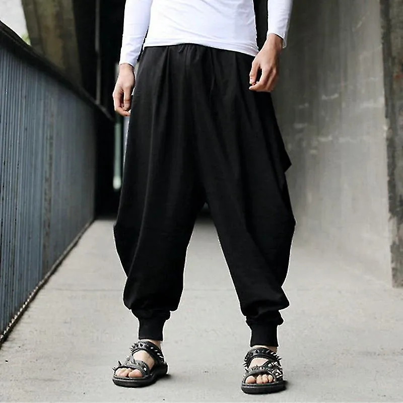 Hombres Holgado Pierna Ancha Harem Pantalones Casual Ali Baba Pantalones Hippie Pantalones Trogging Bottoms