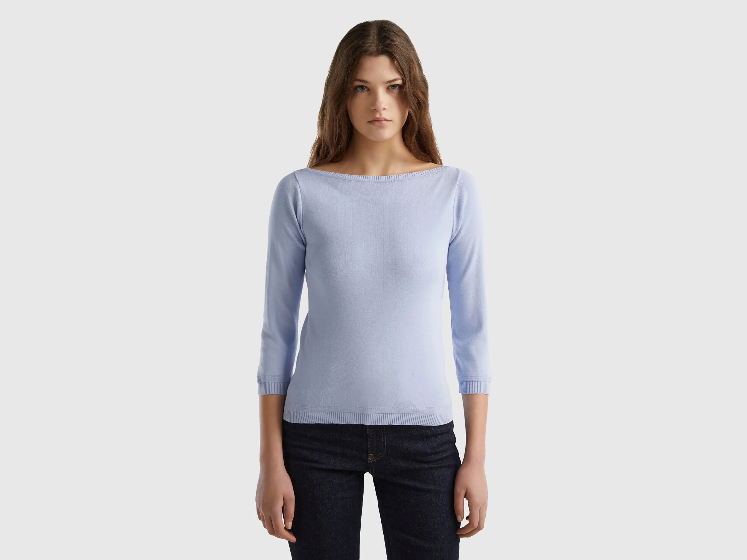 Jersey de 100 % algodón con escote barco