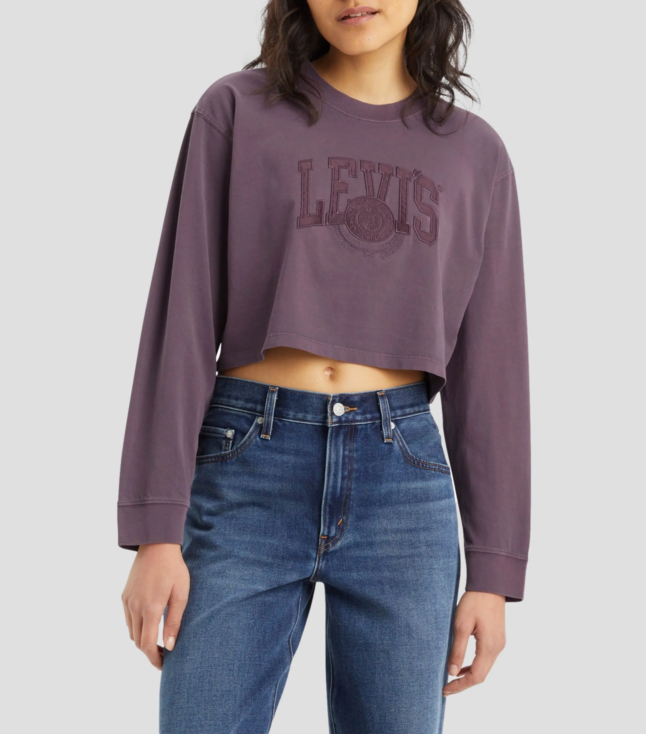 Levi's Playera crop top cuello redondo manga larga con logotipo Mujer