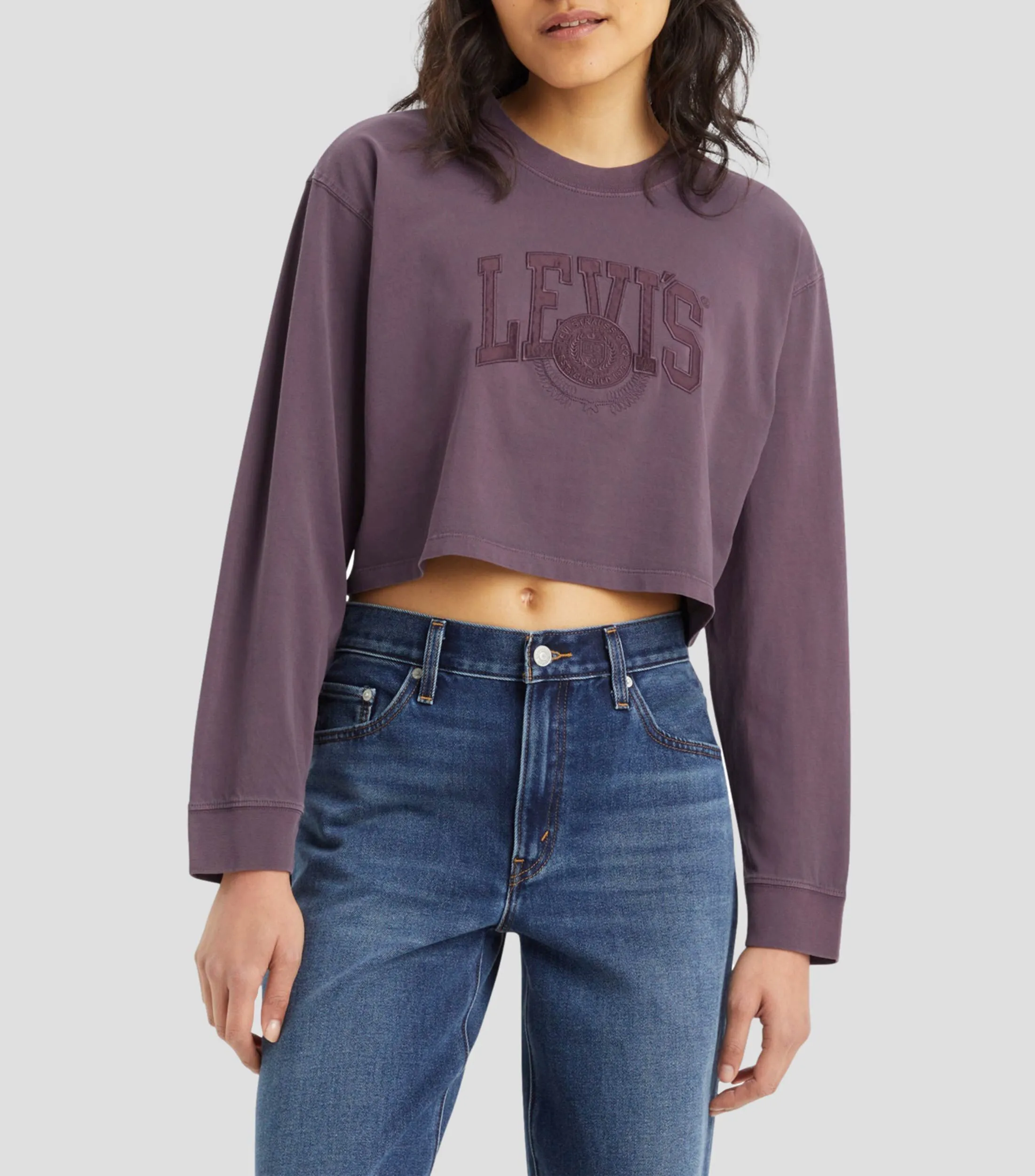 Levi's Playera crop top cuello redondo manga larga con logotipo Mujer
