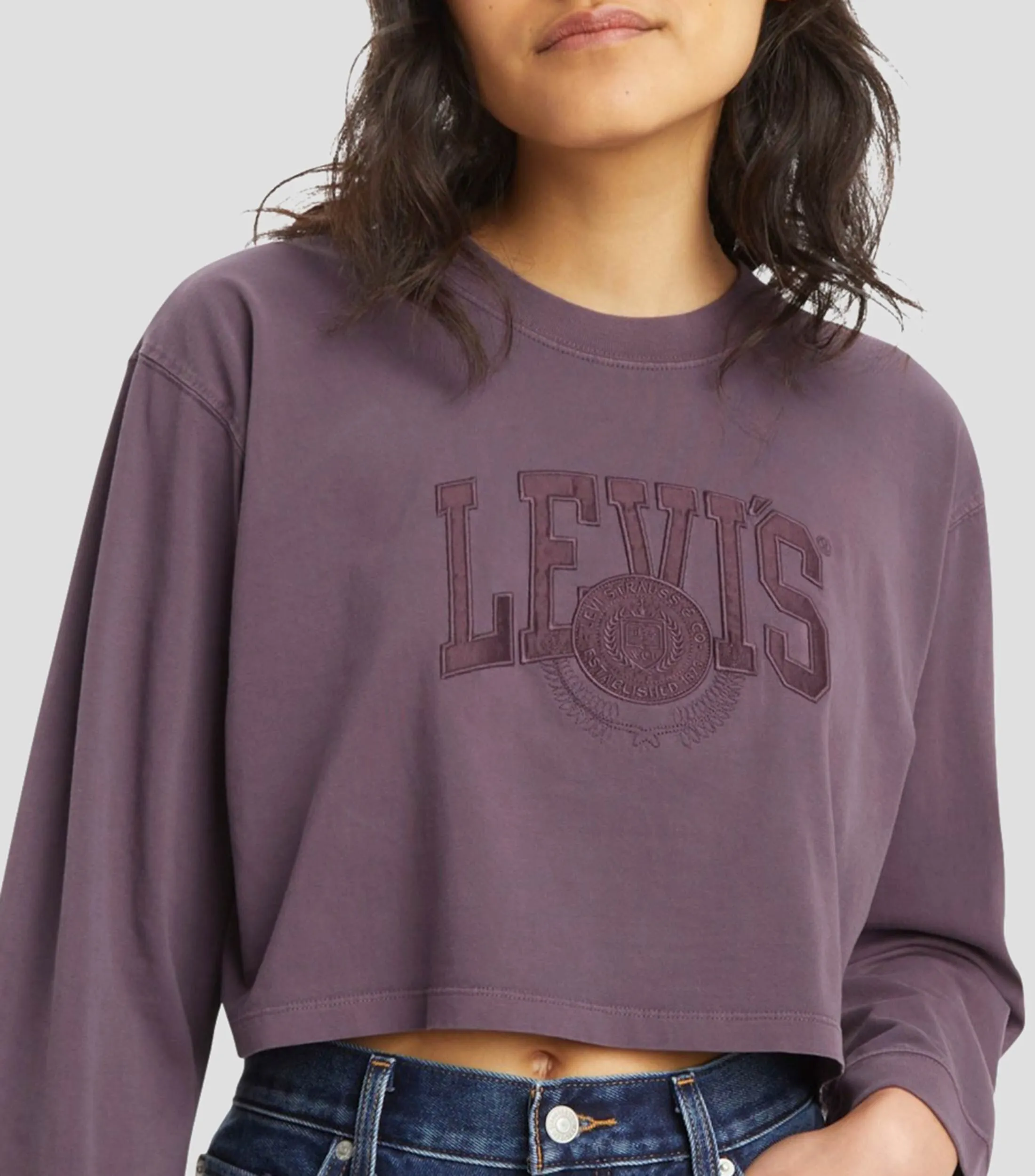 Levi's Playera crop top cuello redondo manga larga con logotipo Mujer