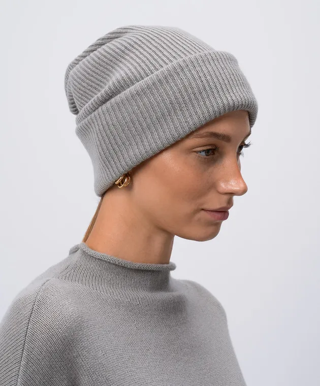 LISA YANG Gray Stockholm cashmere hat with a rib
