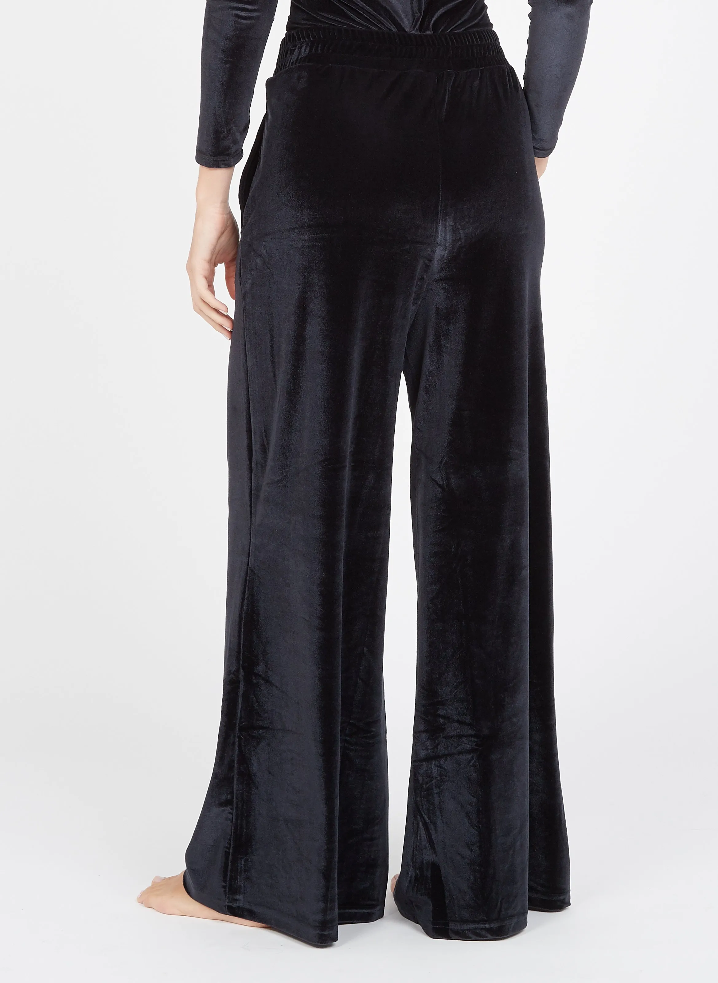 LOU  PANTALóN ANCHO DE TERCIOPELO EN NEGRO