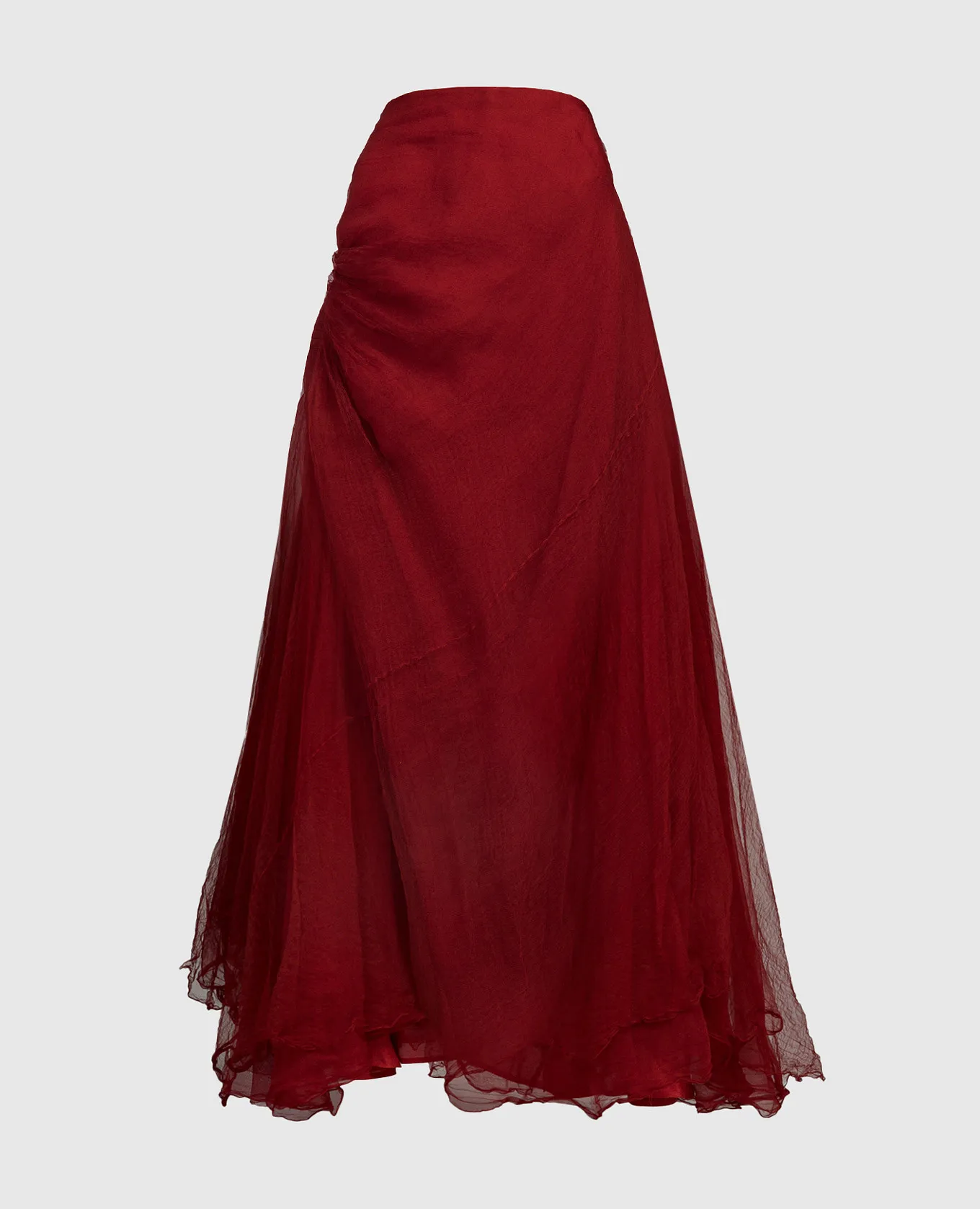 Marc Le Bihan Red asymmetric silk skirt