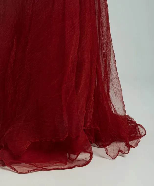 Marc Le Bihan Red asymmetric silk skirt