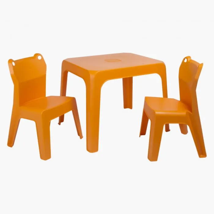 Mesa y 2 sillas de jardín infantiles Set Jan Frog Naranja Resol
