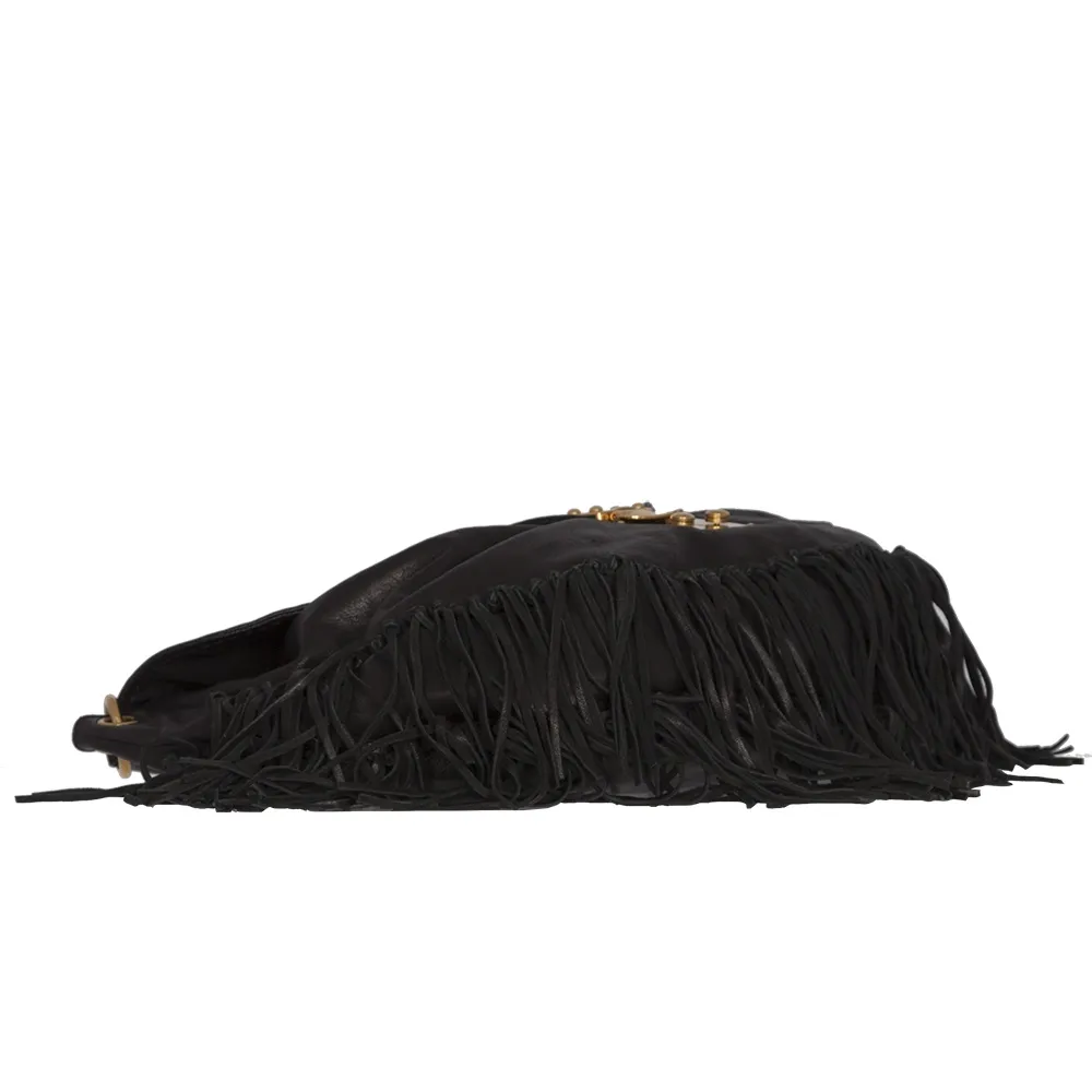 Miu Miu Bolso Hobo Flecos Negro