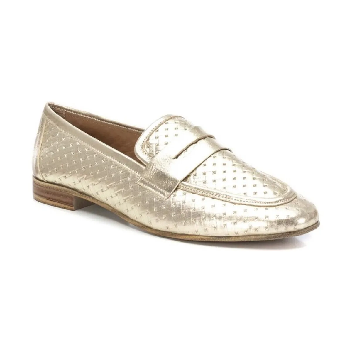 MOCASINES DE PIEL ENTRELAZADA DE MUJER  16155804 ORO