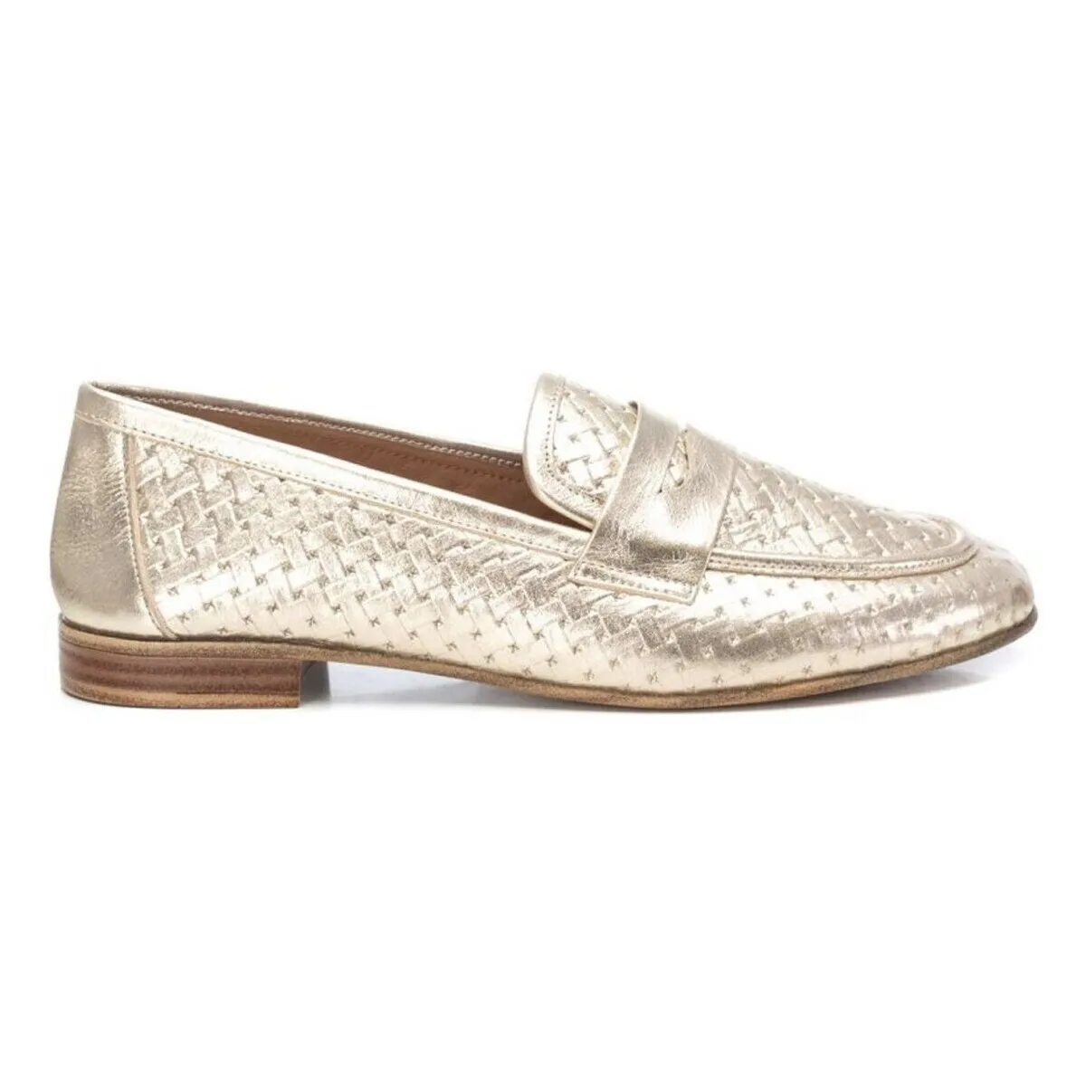 MOCASINES DE PIEL ENTRELAZADA DE MUJER  16155804 ORO