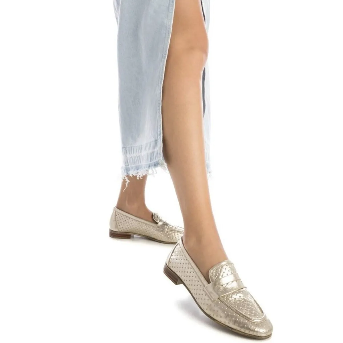 MOCASINES DE PIEL ENTRELAZADA DE MUJER  16155804 ORO