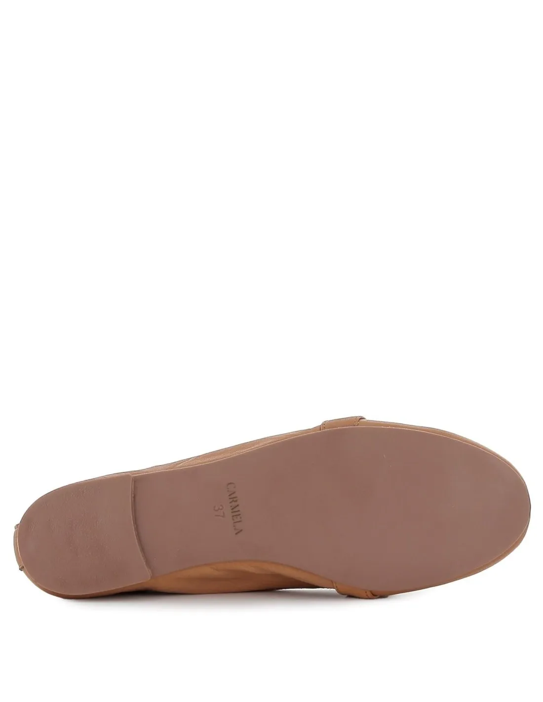 Mocasín plano hebilla grande central camel CARMELA