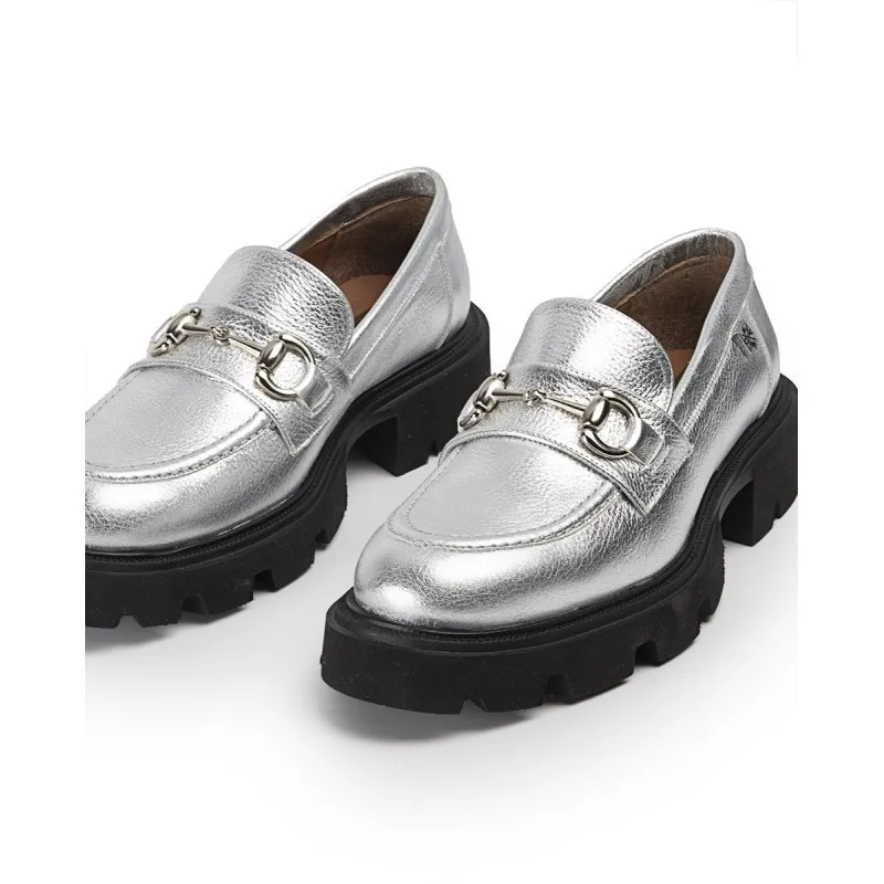 Mocasín Zintia Laminado Plata