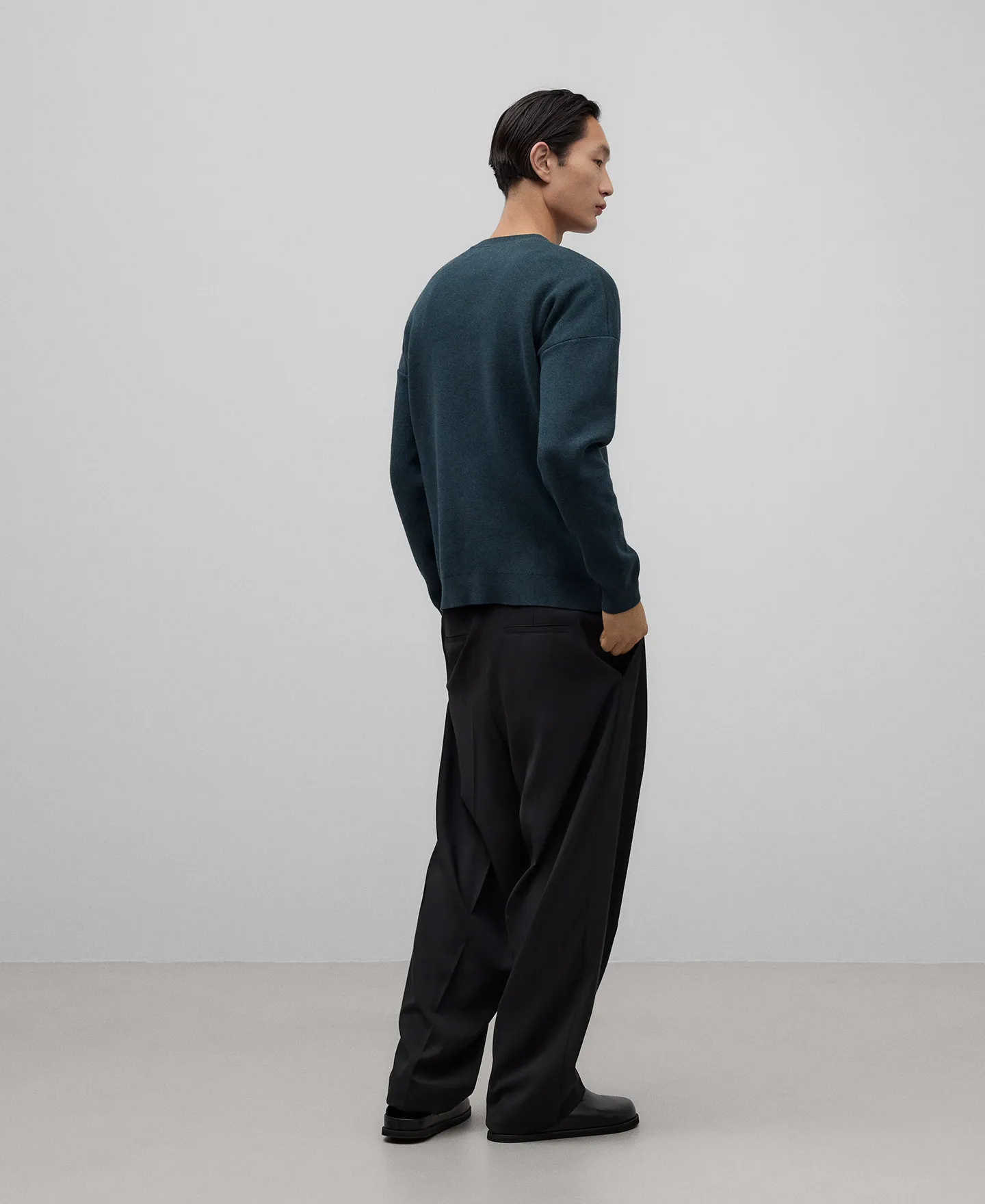 Navy blue cotton sweater for men.