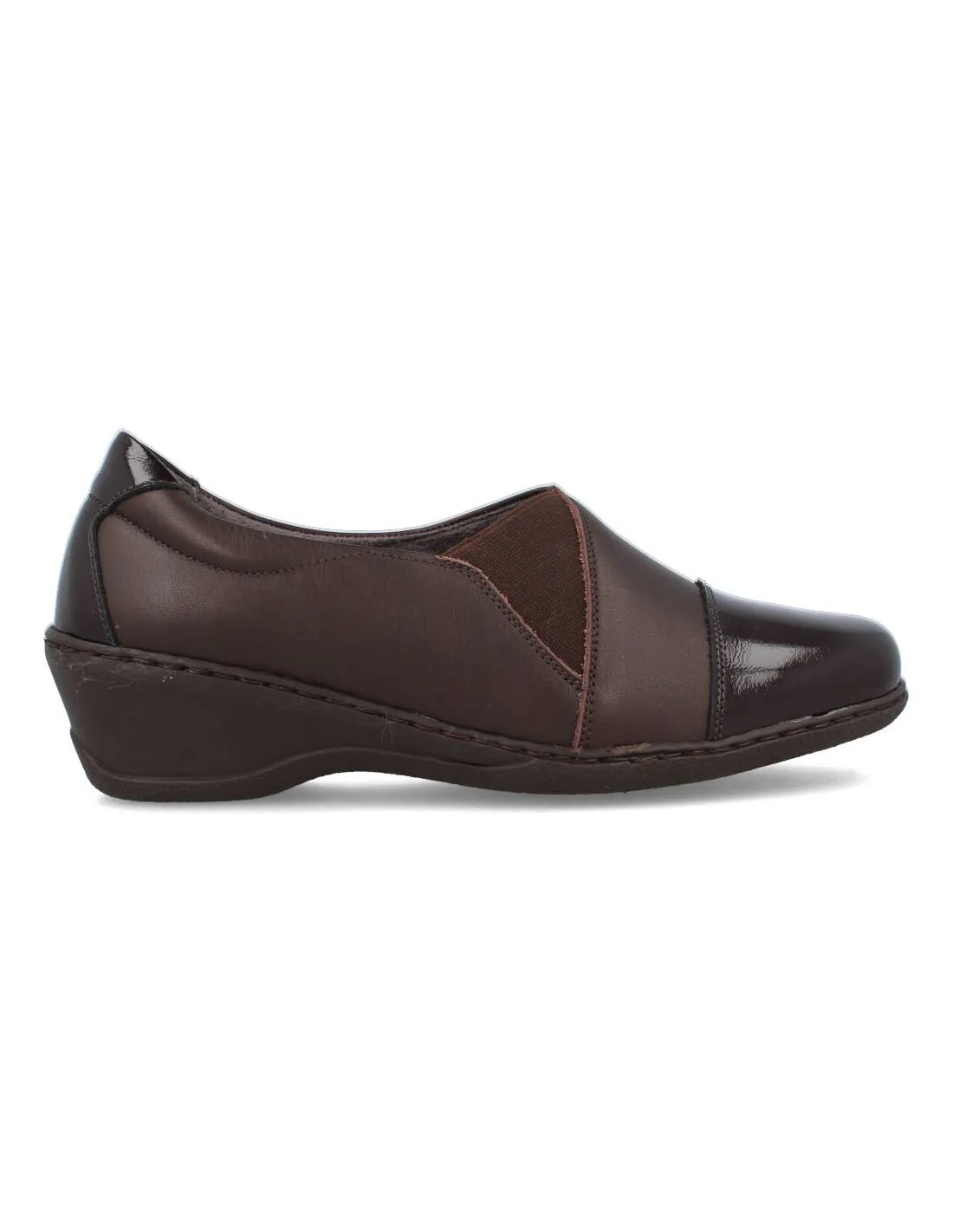 NOTTON  ZAPATO CUñA PIEL ANCHO ESPECIAL MARRóN