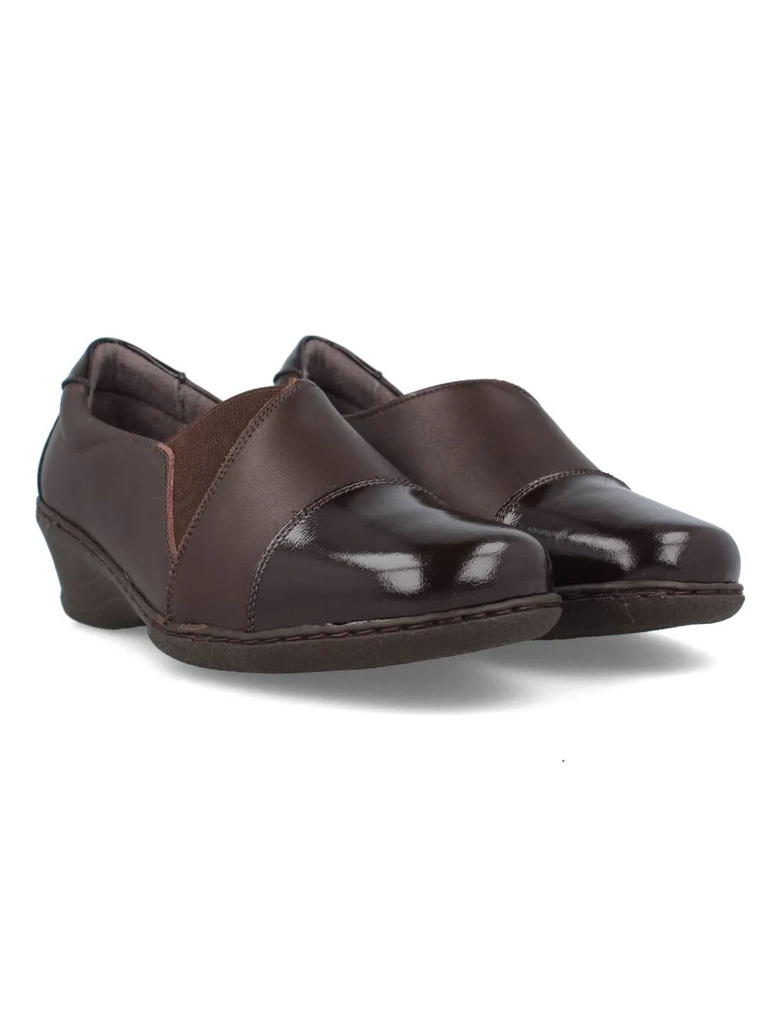 NOTTON  ZAPATO CUñA PIEL ANCHO ESPECIAL MARRóN