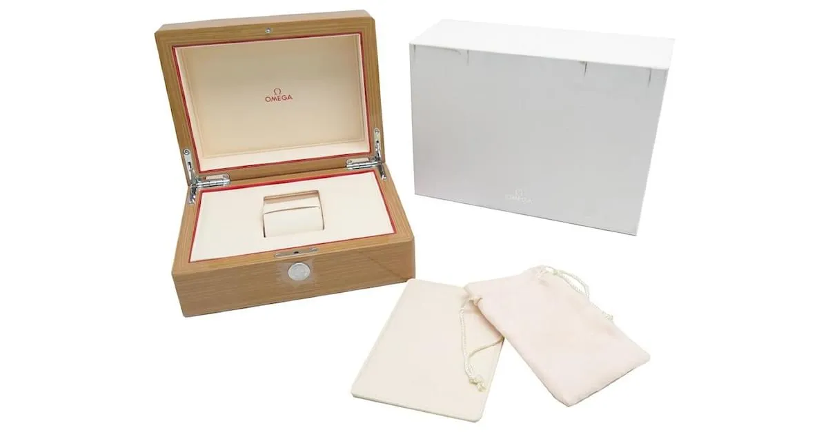 NUEVA CAJA ÚNICA PARA LA CAJA DE RELOJ OMEGA SEAMASTER SPEEDMASTER DE MADERA BARNIZADA Castaño 