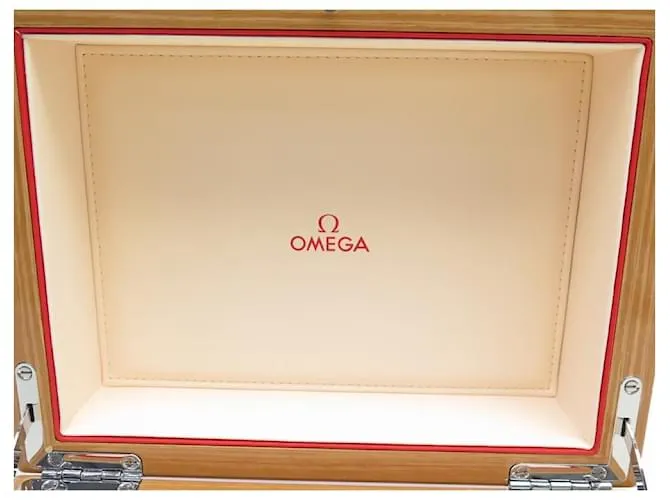 NUEVA CAJA ÚNICA PARA LA CAJA DE RELOJ OMEGA SEAMASTER SPEEDMASTER DE MADERA BARNIZADA Castaño 