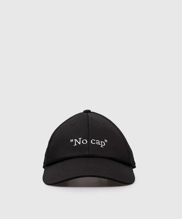 OFFWHITE BLACK CAP WITH CONTRASTING EMBROIDERY