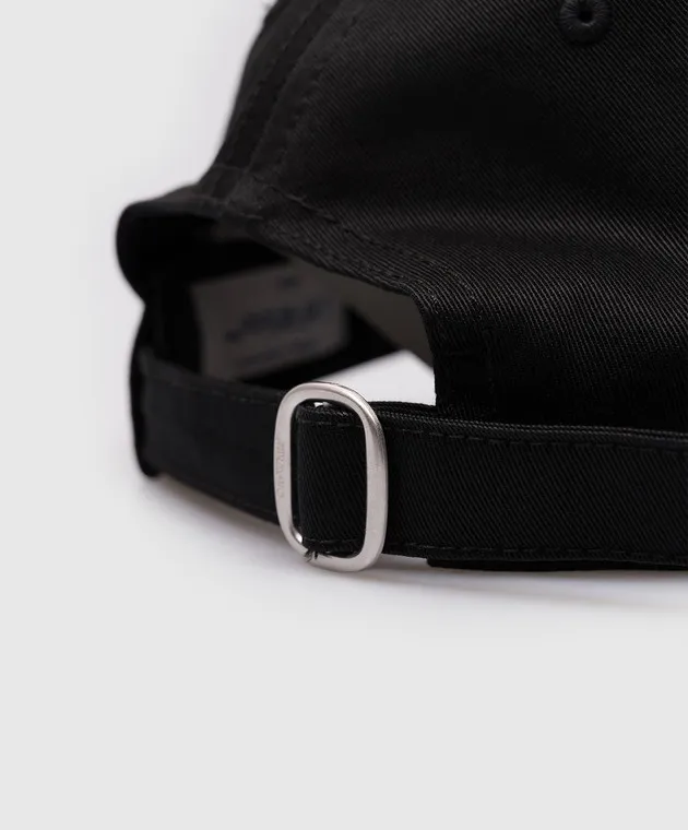 OFFWHITE BLACK CAP WITH CONTRASTING EMBROIDERY