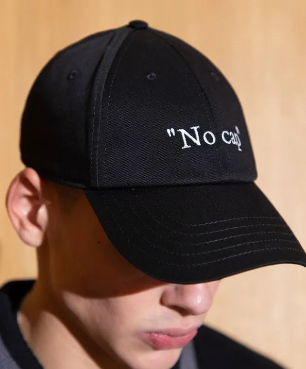 OFFWHITE BLACK CAP WITH CONTRASTING EMBROIDERY