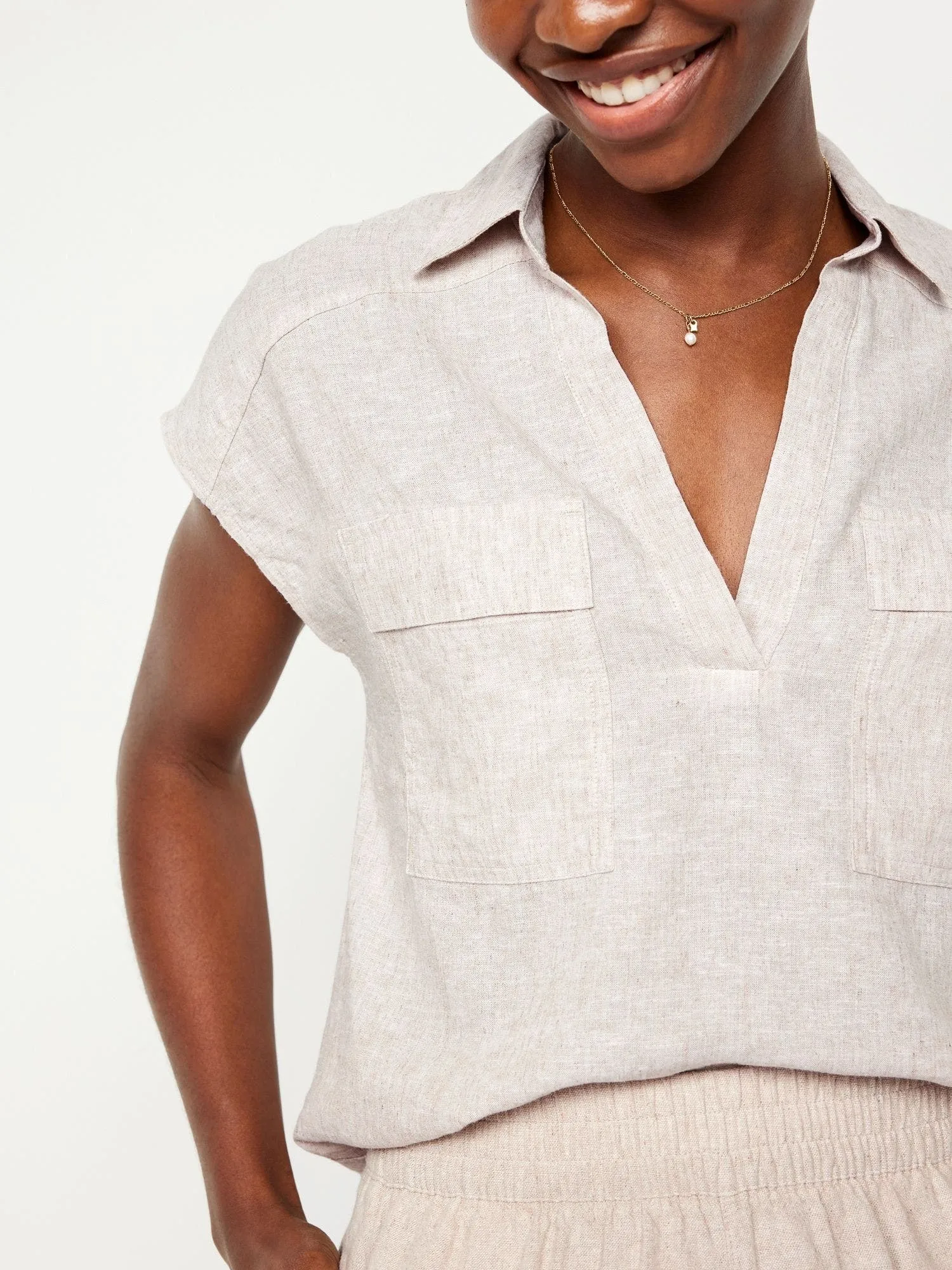 OLD NAVY Camisa Manga Corta Utility Old Navy Mujer