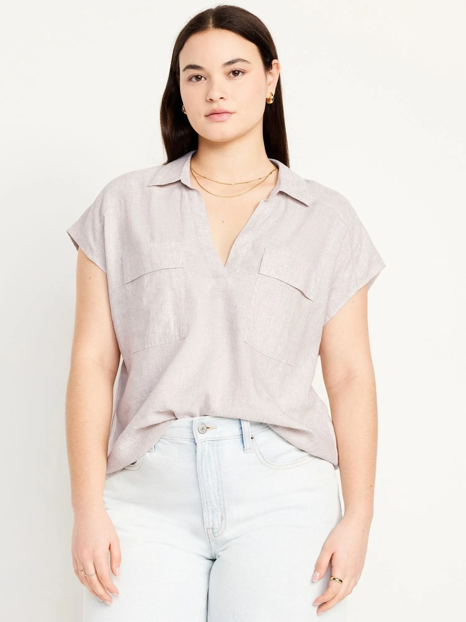 OLD NAVY Camisa Manga Corta Utility Old Navy Mujer