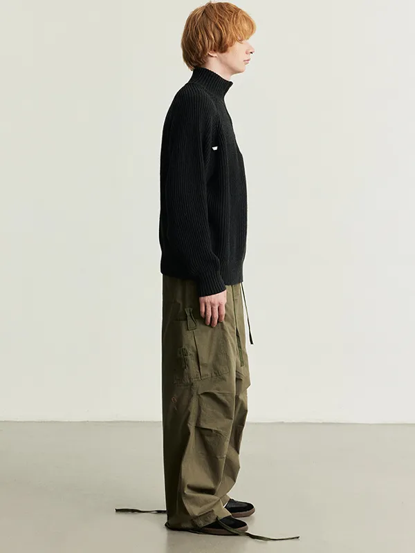 Pantalones cargo casuales sueltos con bolsillo lateral retro para hombre