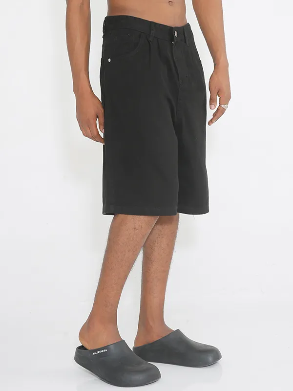 pantalones cortos de mezclilla de pierna ancha sueltos casuales para hombre