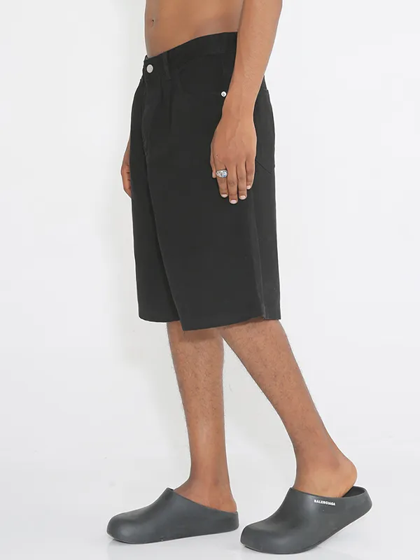 pantalones cortos de mezclilla de pierna ancha sueltos casuales para hombre