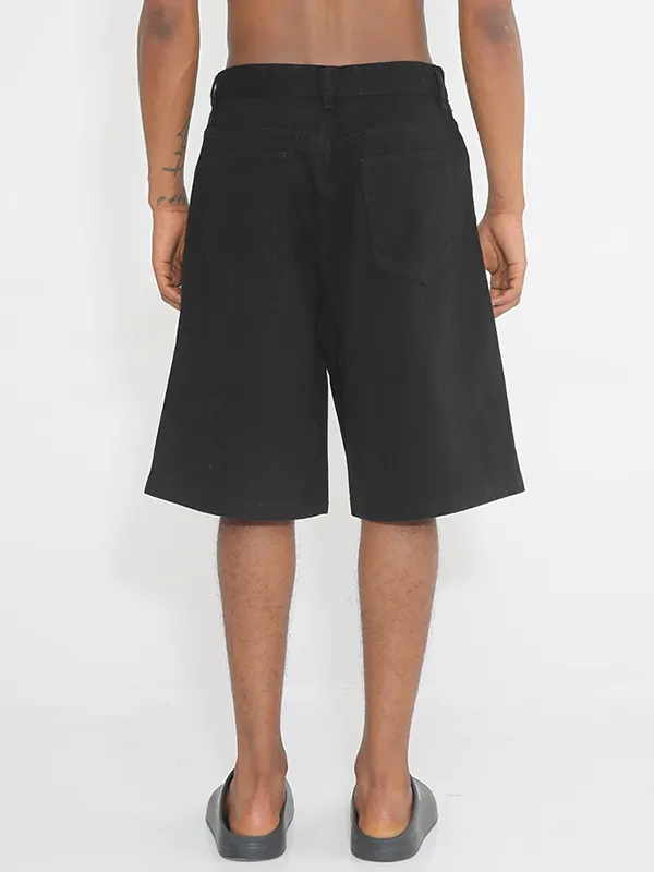 pantalones cortos de mezclilla de pierna ancha sueltos casuales para hombre