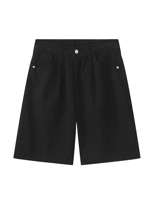 pantalones cortos de mezclilla de pierna ancha sueltos casuales para hombre