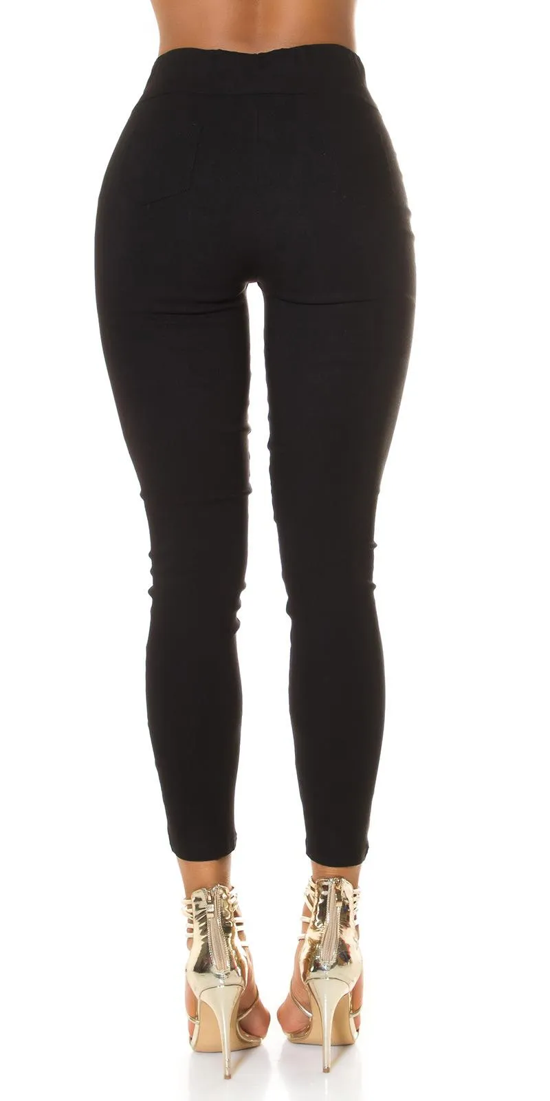 Pantalón Cintura Alta con Botones negro