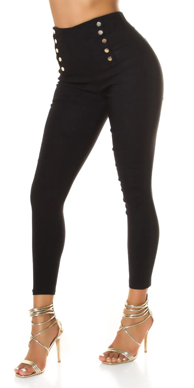 Pantalón Cintura Alta con Botones negro