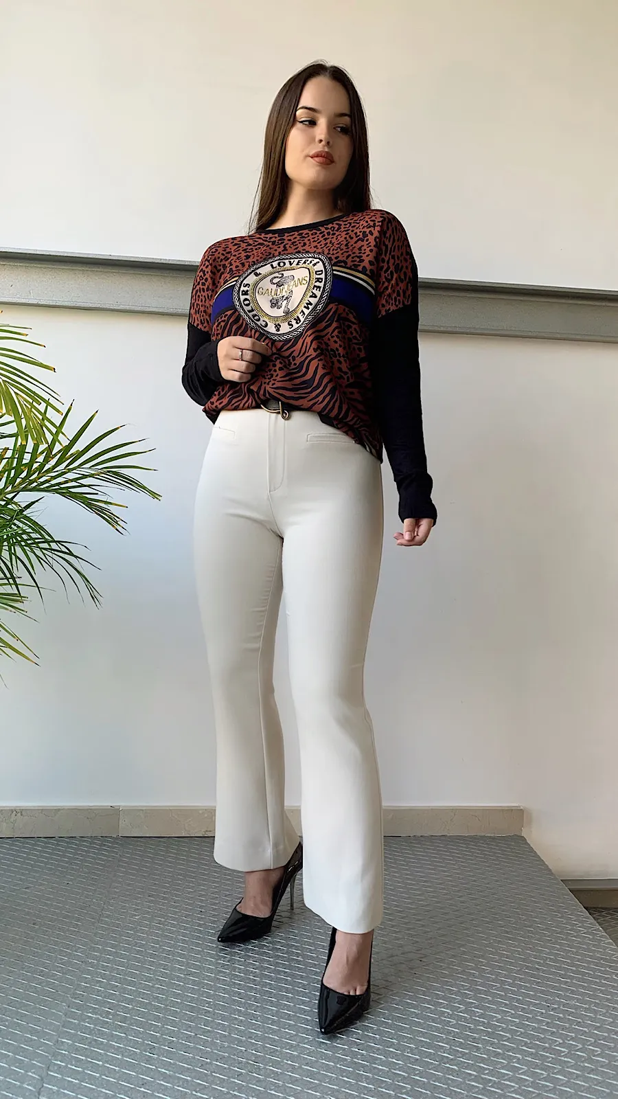 Pantalón Flare Crepé Milk
