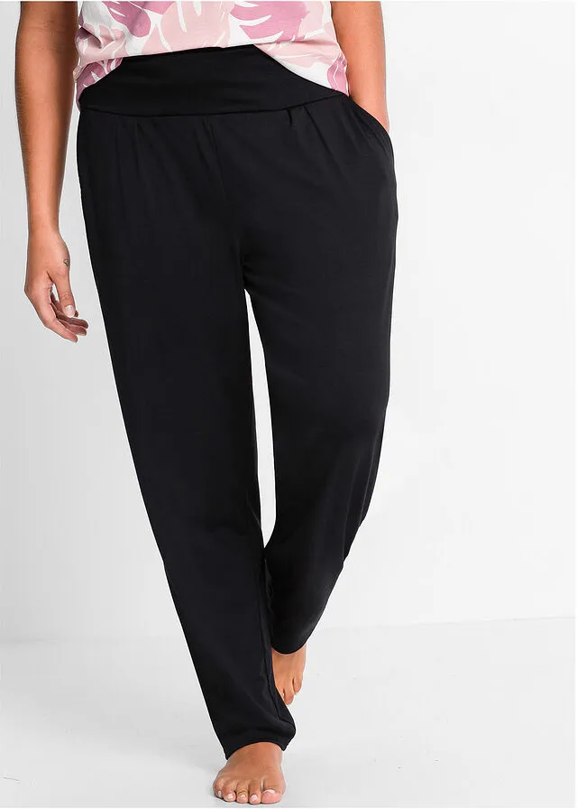 Pantalón harem con viscosa Negro