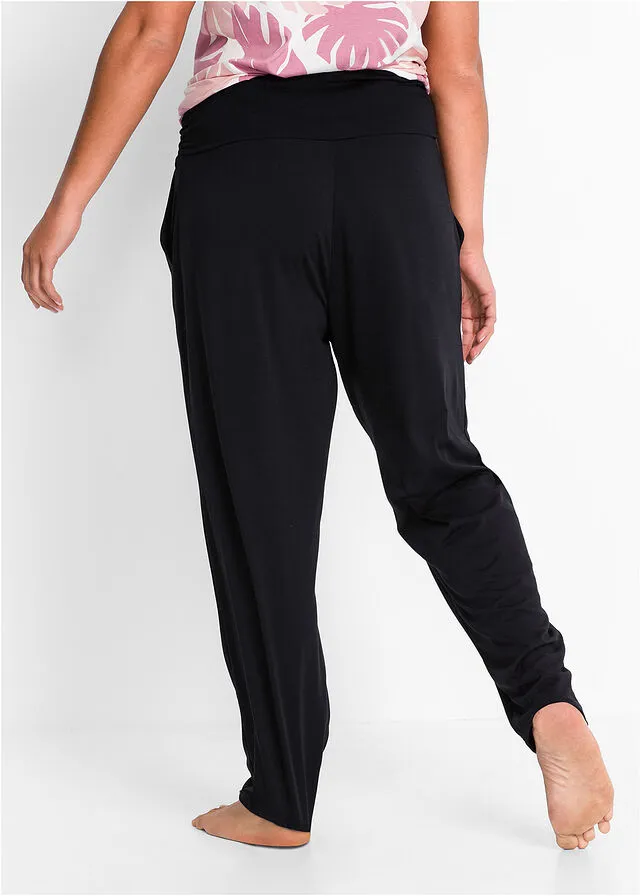 Pantalón harem con viscosa Negro