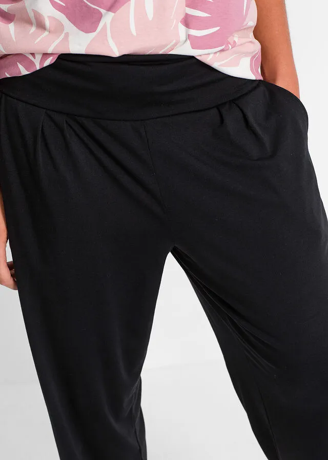 Pantalón harem con viscosa Negro