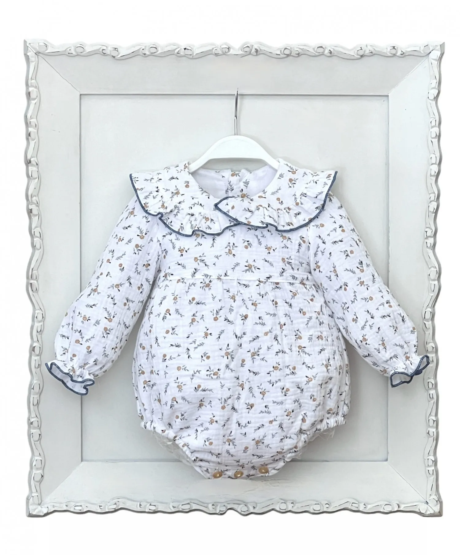 Pelele de muselina estampado. Unisex