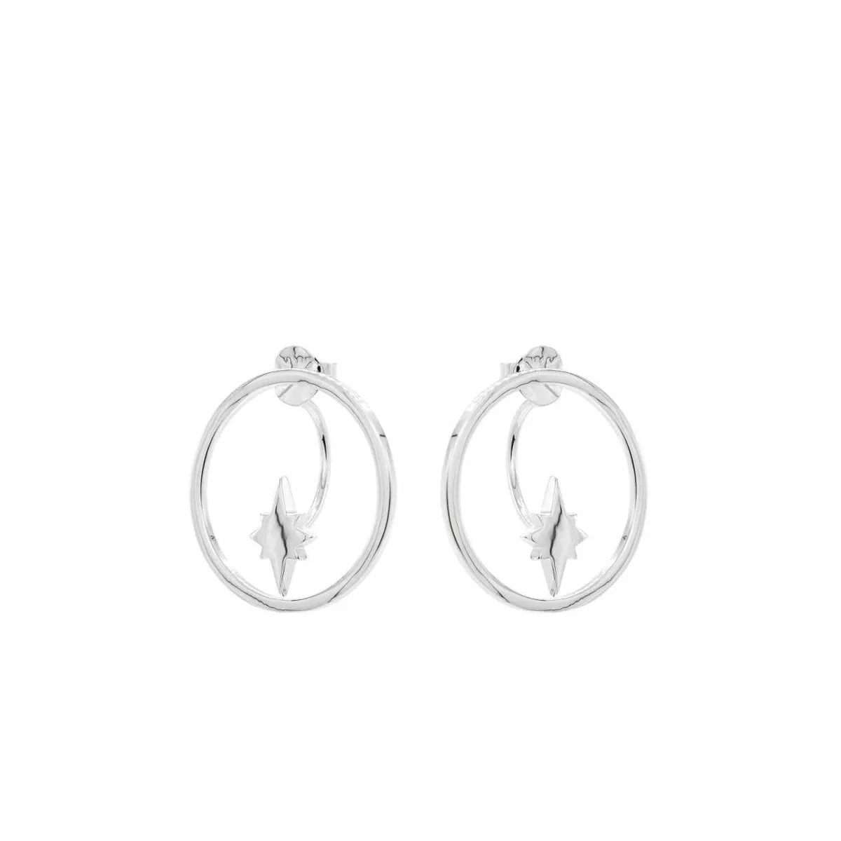 Pendientes aro plata circulares con estrella polar