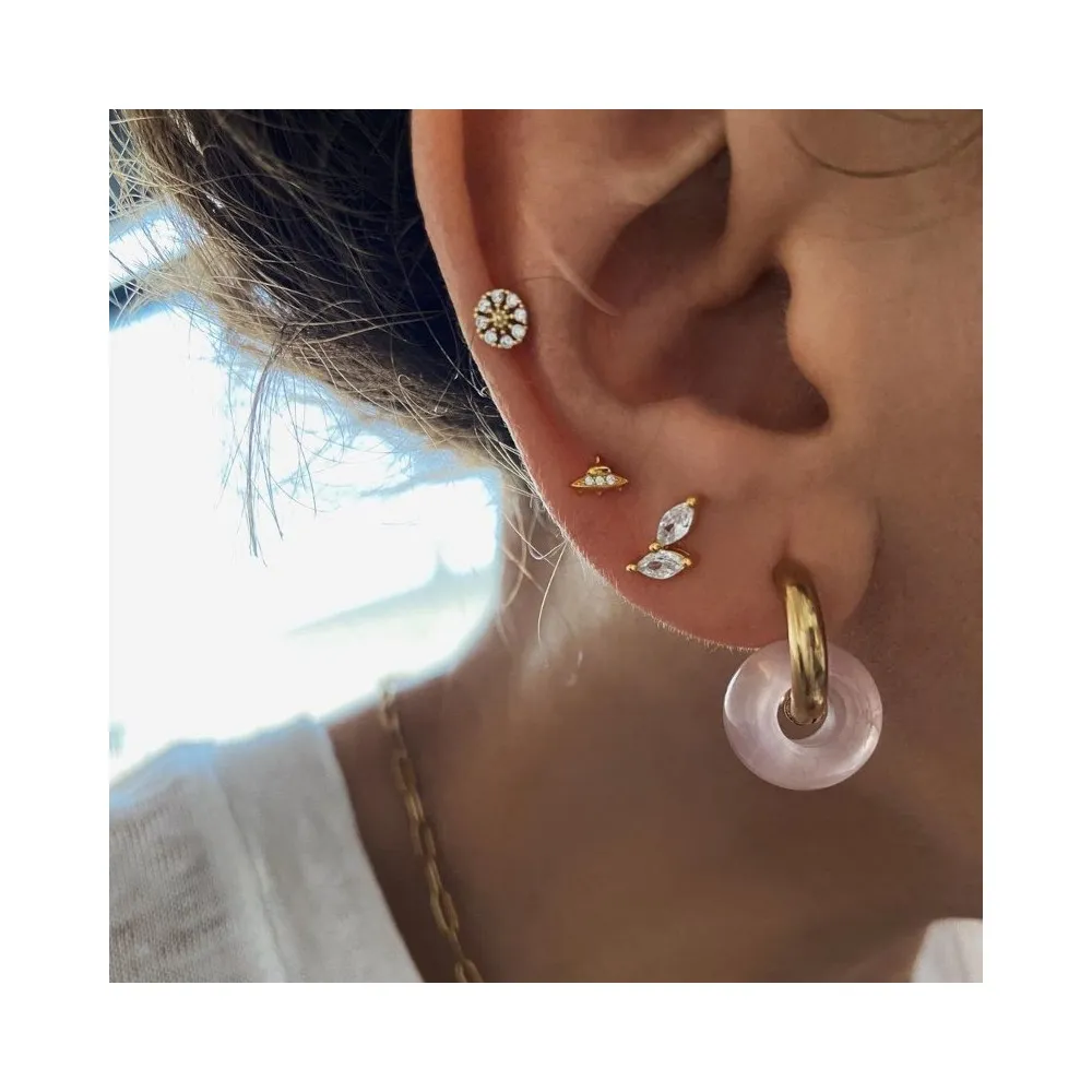 Pendientes Aros Ginette Cuarzo Rosa Oro (PAR)