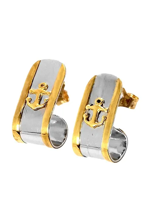 PENDIENTES DE ACERO Y ORO MOTIVO ANCLA OPORTUNIDAD OUTLET 142_02712