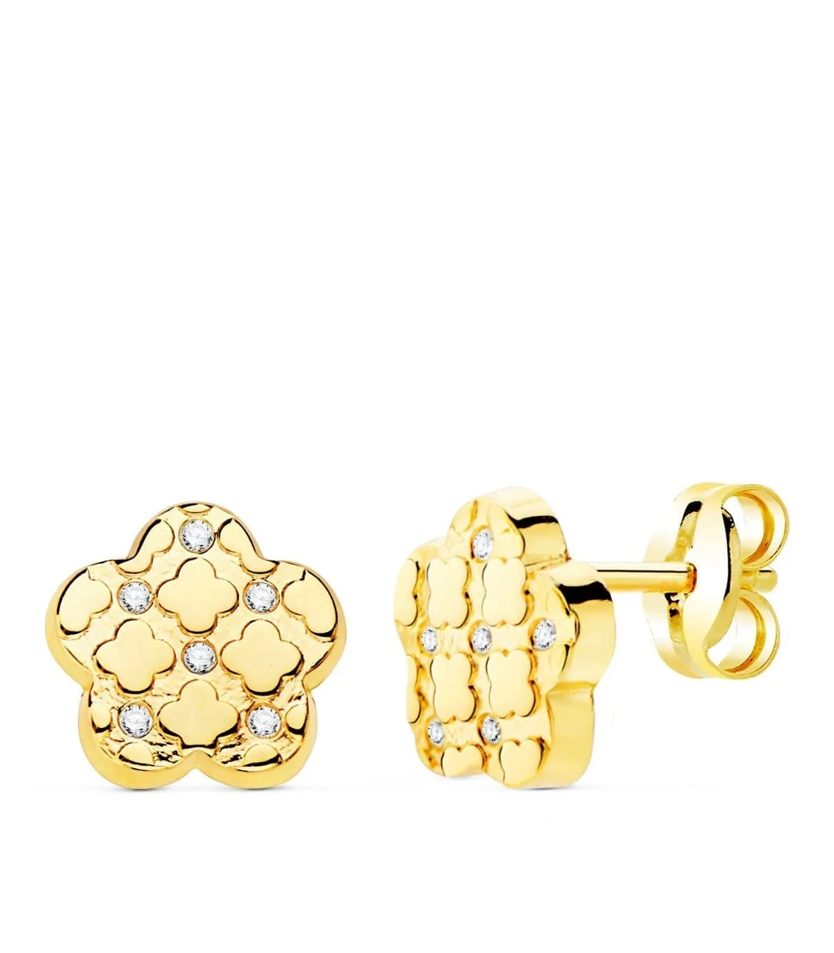 Pendientes Jolie Flor Oro Amarillo 18K