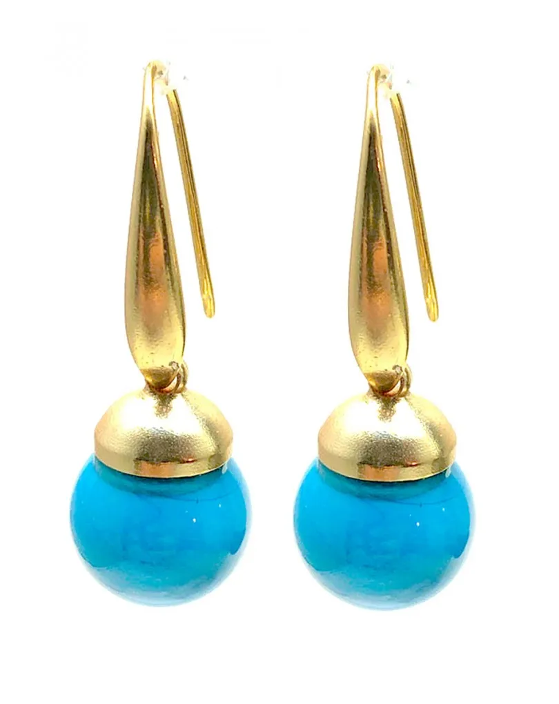 PENDIENTES LARGOS AZULES CON CIERRE DE GANCHO 