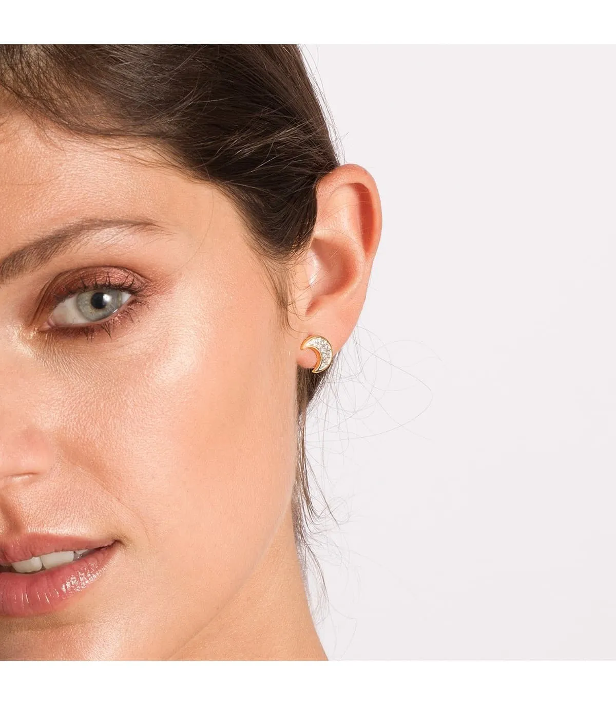 Pendientes Lunas Oro Bicolor 18K 11mm