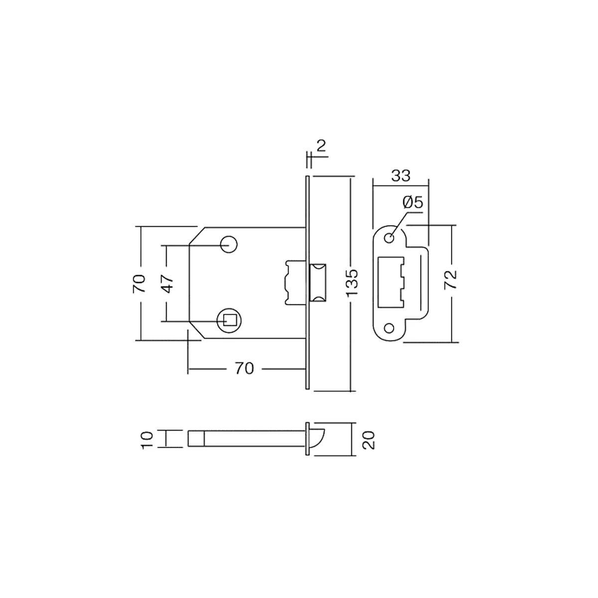 Picaporte embutir reversible con condena R/2001