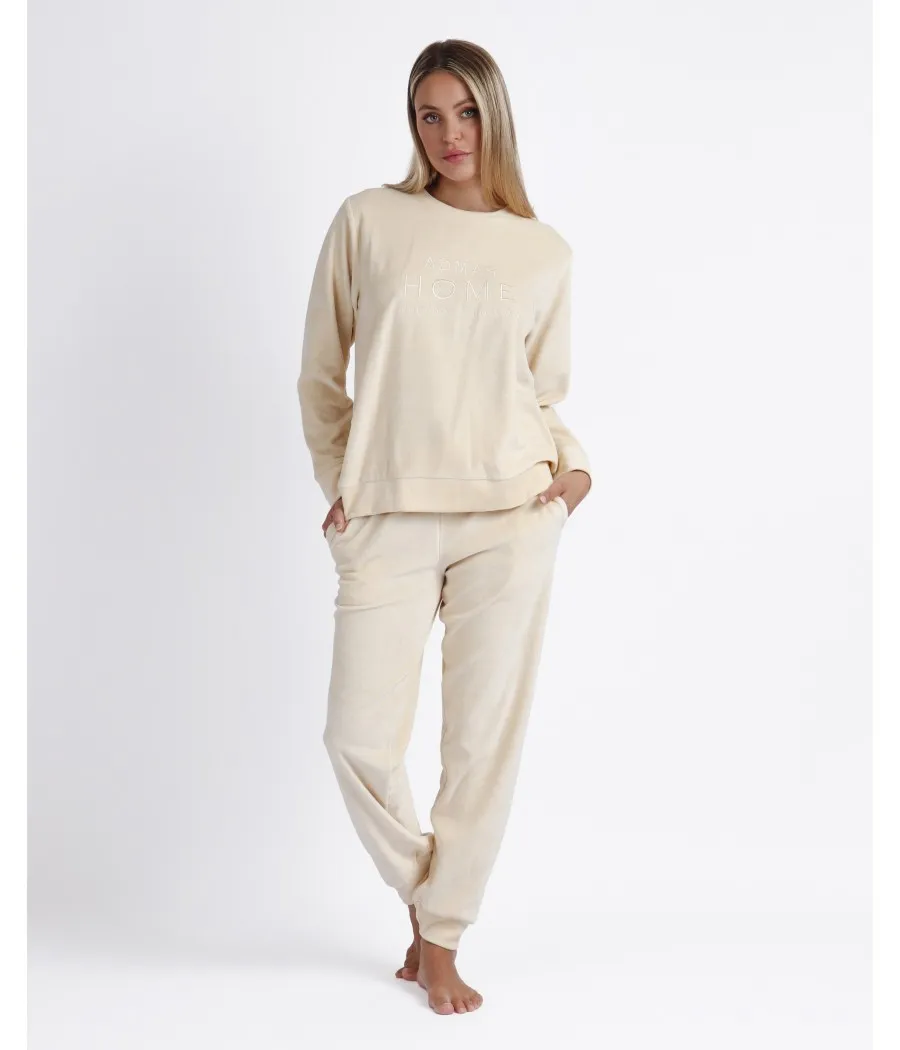 Pijama invierno mujer Admas soft Home beige algodón